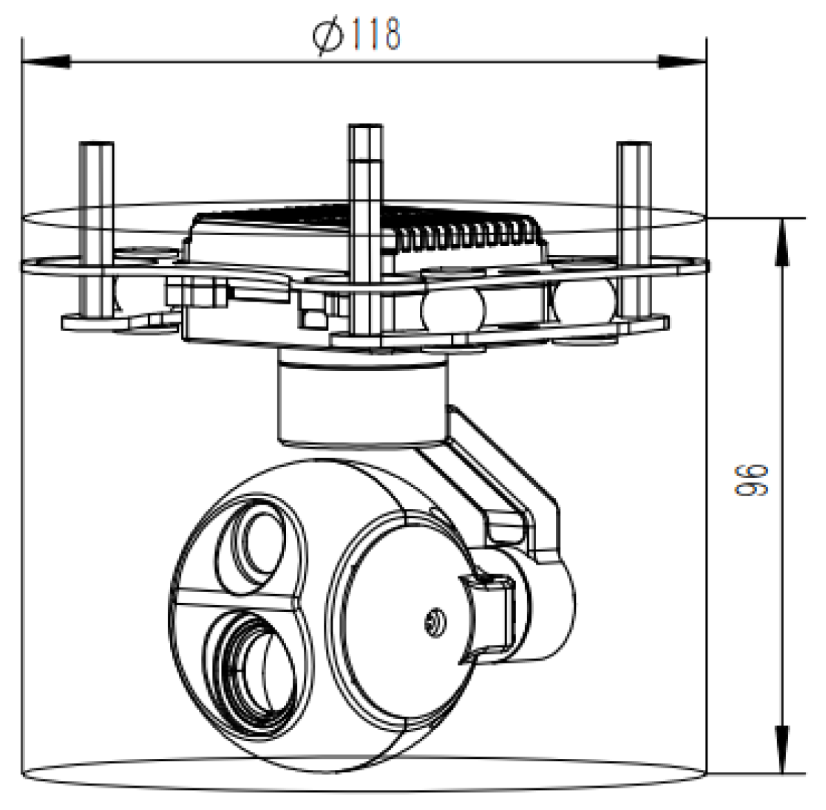 DHU662G609P 1080P Prime lens visible light +640 thermal imaging 3-Axis Gimbal, HDMI and IP dual output