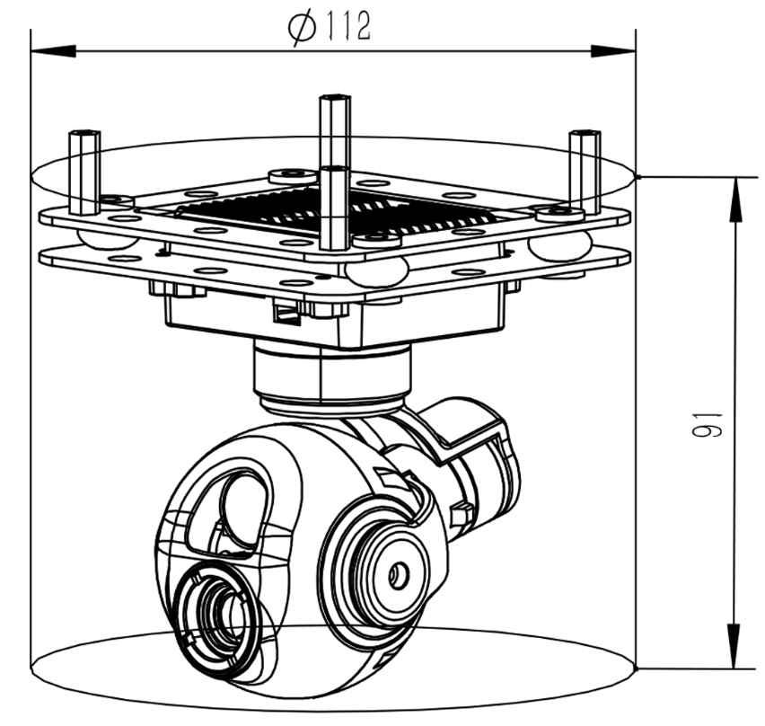 DHU662M609 1080P Fixed Focus + 640×512 Thermal Imaging IP HDMI Dual Output Small Gimbal Camera