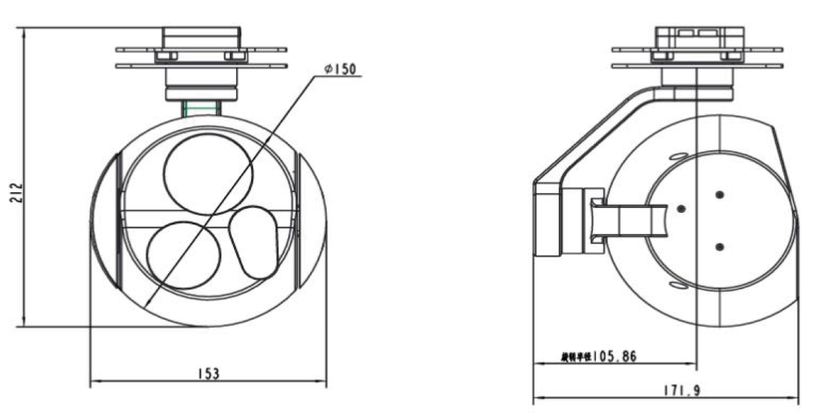 DIP30G650L50     30x optical zoom + 640x 512 thermal imaging +5KM ranging three-light pod
