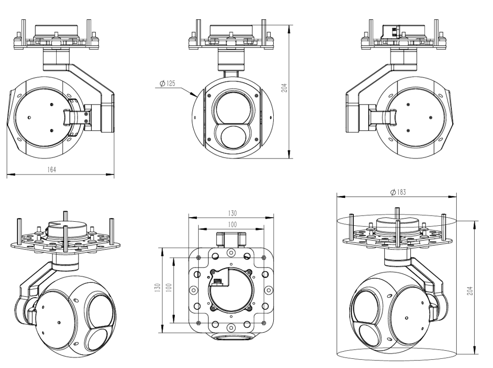 FSD20G619 20x Optical Zoom +640*512 Thermal imaging, IP67 Waterproof Dual Light 3-Axis Stabilized IP Output Gimbal Camera 
