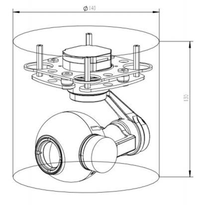 KIP640G25 IP Output 25mm Lens 640*512 Thermal Imager with 3-Axis Gimbal