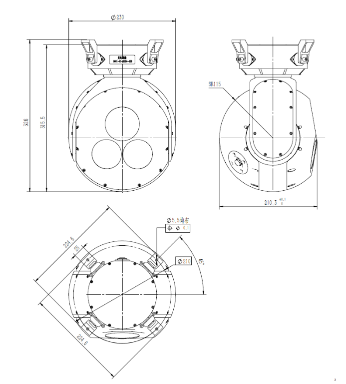S230-Q两轴四框架三光吊舱 S230-Q两轴四框架三光吊舱